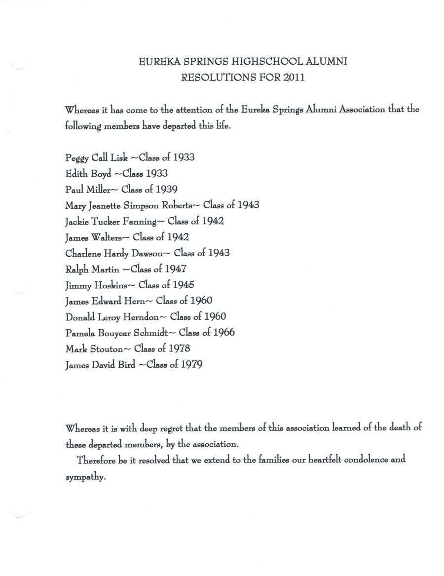 2011 Resolutions Members who have passed